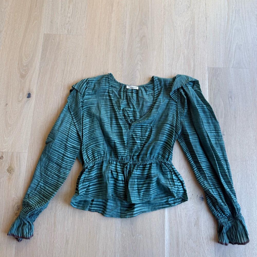Ulla Johnson Teal Striped Blouse